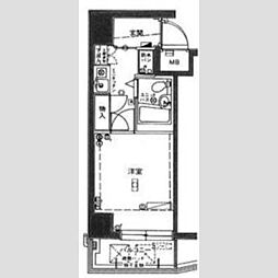ガーラ武蔵小杉 604 6階1Kの間取り
