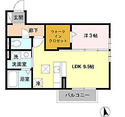 ジュンパティー 1階1LDKの間取り