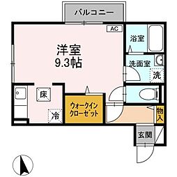 カーサ　フローラ 1階ワンルームの間取り
