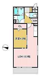 JR武蔵野線 吉川駅 徒歩23分の賃貸アパート 3階1LDKの間取り