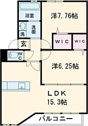 アヴェン 2階2LDKの間取り