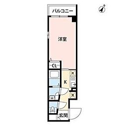 ラ・ファヴォール 1階1Kの間取り