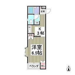 JR上越線 井野駅 徒歩16分の賃貸アパート 1階1Kの間取り