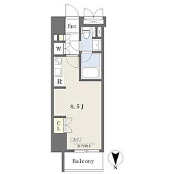 Ｃｏｍｆｏｒｔささしまライブ 5階ワンルームの間取り