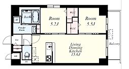 博多グランドレジデンス 2LDKの間取図画像