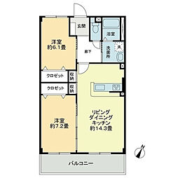 フォブールロジュマンI 2階2SLKの間取り