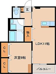 仮）アミューズＳＥ 1階1LDKの間取り