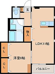 仮）アミューズＳＥ 1階1LDKの間取り