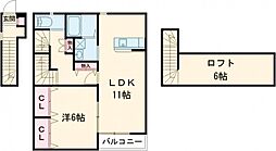 仮）アミューズＳＥ 2階1LDKの間取り