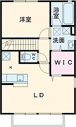 グランテスタ　B 2階1LDKの間取り