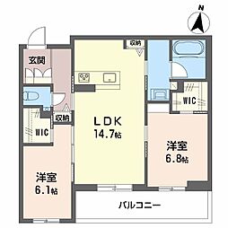 マグノリア上杉 2階2LDKの間取り