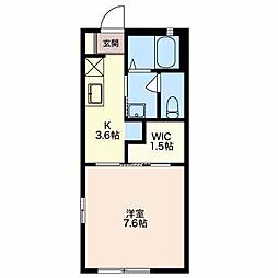 ヴィラエトワール Ｂ 202 2階1Kの間取り
