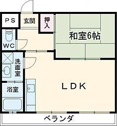 マンション梨花 1階1LDKの間取り