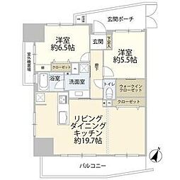 藤和シティホームズ大井町駅前 801 8階2LDKの間取り