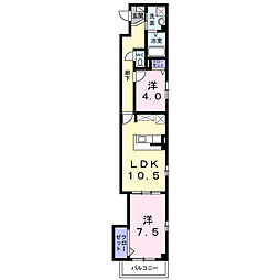 フラワーハウス　II 2階2LDKの間取り