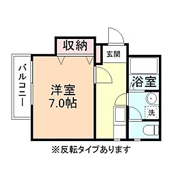 プチメゾン花ノ庄 3階1Kの間取り