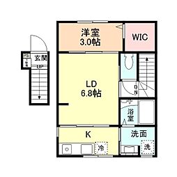 ＩＮＴＥＧＲＡＬ羽広 2階1LDKの間取り