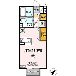 アベニール羽田 2階ワンルームの間取り