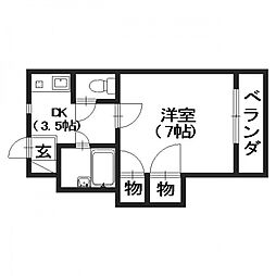 ハイム坂本 302 3階1Kの間取り
