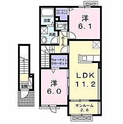 アフル　シェード 2階2LDKの間取り