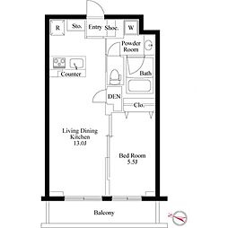 ラ・ペルラ柿の木坂 3階1LDKの間取り