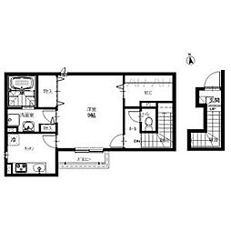 リーブル　パピリオン　浜富 2階1Kの間取り