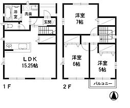 ファミーユ　 　D 1階3LDKの間取り