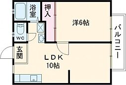 パナハイツ今熊II 2階1LDKの間取り
