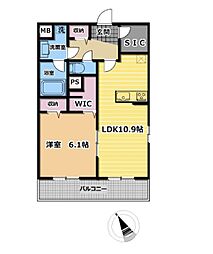 JR中央線 西八王子駅 徒歩11分の賃貸マンション 3階1LDKの間取り