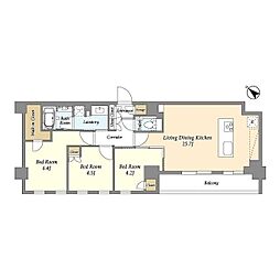 グランカーサ瑞江 6階3LDKの間取り