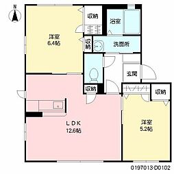 メゾン・ド・クローバー　　Ｄ棟 1階2LDKの間取り