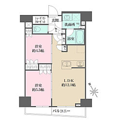 ルフォンプログレ四谷 1303 13階2LDKの間取り