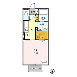 リエゾン　Ｂ 2階1Kの間取り