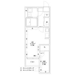 Coco Cat 岩塚 2階1LDKの間取り