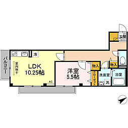 メゾン ド グランメール 2階1LDKの間取り