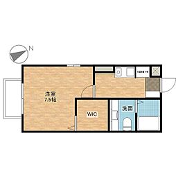 セジュールオータム 1階1Kの間取り