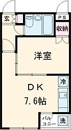 ロイヤルハイムI 2階1DKの間取り
