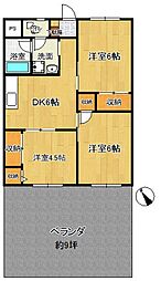 七福ビル　大橋町 2階3DKの間取り