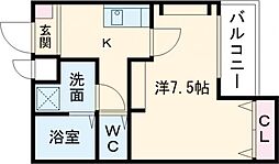 エヌエムスワサントトゥレーズ 1階1Kの間取り