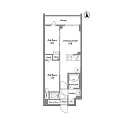 ザ・グラヴィティ新宿 3階2DKの間取り