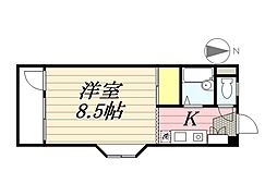 ハーモニーコート 3階1Kの間取り