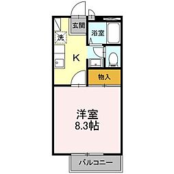 サンライズ春日　B棟 B103 1階1Kの間取り