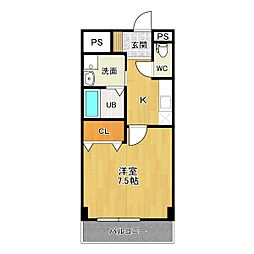 メゾン・ホープＡ 206 2階1Kの間取り