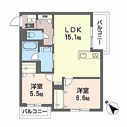 シャーメゾンＤＡＩII 3階2LDKの間取り