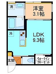 グローリー上関 103 1階1LDKの間取り