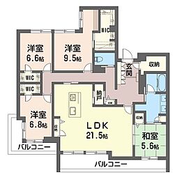 東武伊勢崎線 太田駅 徒歩9分の賃貸マンション 3階4LDKの間取り