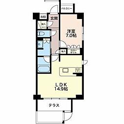 グランマスト白壁二丁目 1階1LDKの間取り