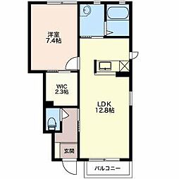 ヴィラ　ウィンド　Ｂ 1階1LDKの間取り