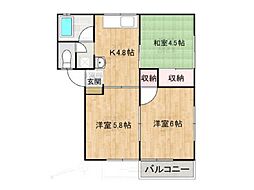 コーポ平川Ｂ 2階3Kの間取り