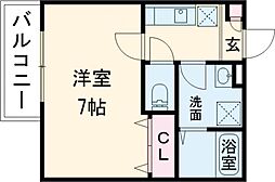 JR青梅線 牛浜駅 徒歩4分の賃貸アパート 2階1Kの間取り
